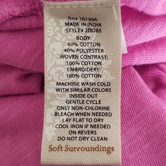 Soft Surrounding Women Sz M Top Alta Mara Pink Embroidery Lace Boho Cottagecore - Picture 8 of 8